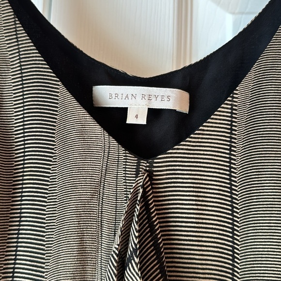 Brian Reyes Silk Striped Open Back Ruffle Tank Top Size 4 made in USA - Picture 3 of 13